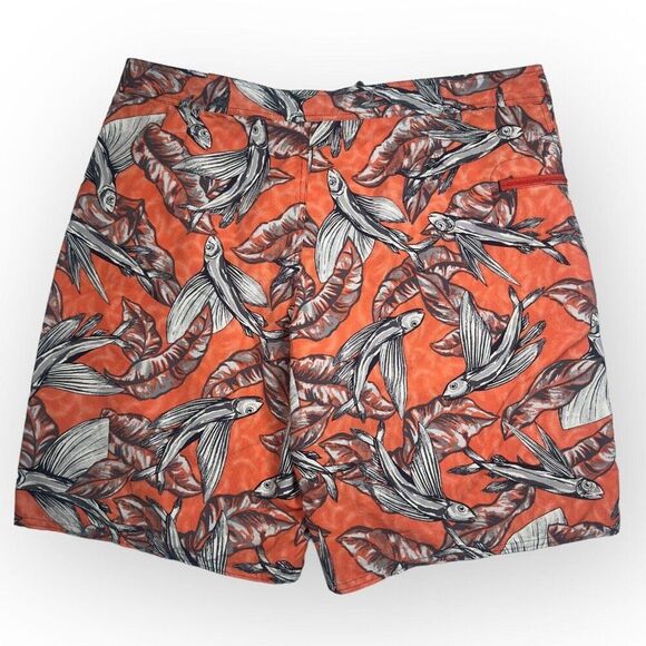 Patagonia Wavefarer Board Shorts Swim Trunks Size 40 Orange Flying Fish - Picture 2 of 4